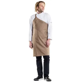 Asymmetrical Beige Denim Kitchen Apron - CHAUD DEVANT