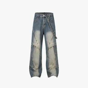 Blue Side Strap Flare Denim