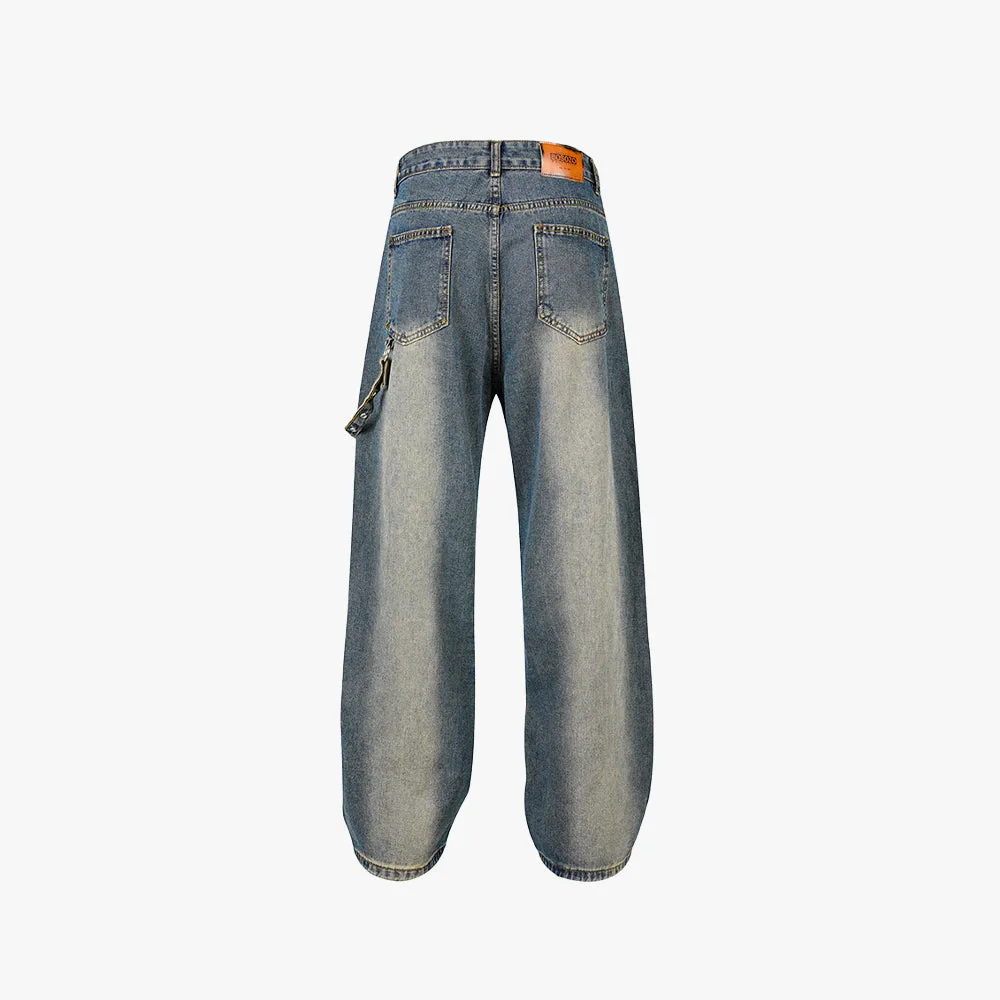 Blue Side Strap Flare Denim