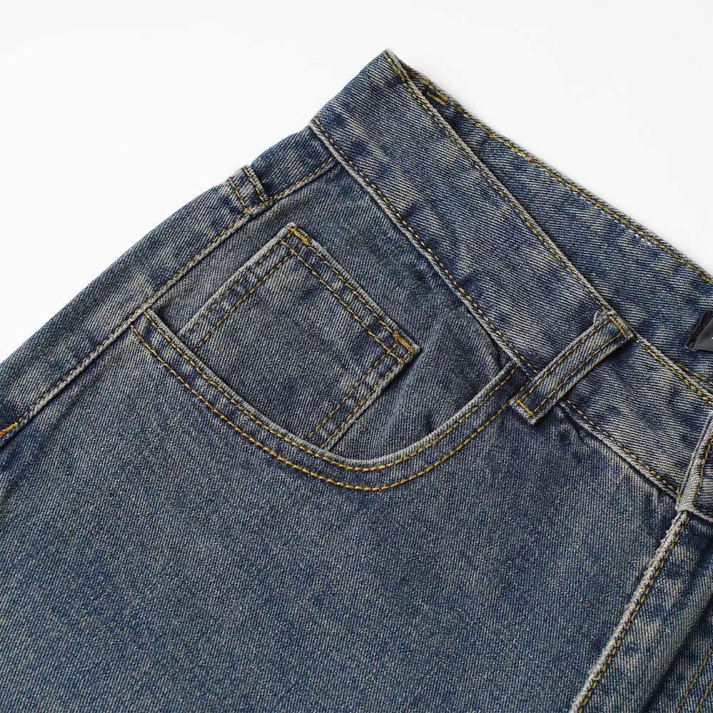 Blue Side Strap Flare Denim