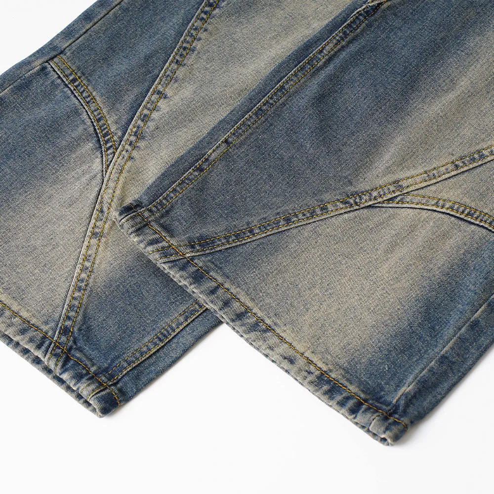 Blue Side Strap Flare Denim