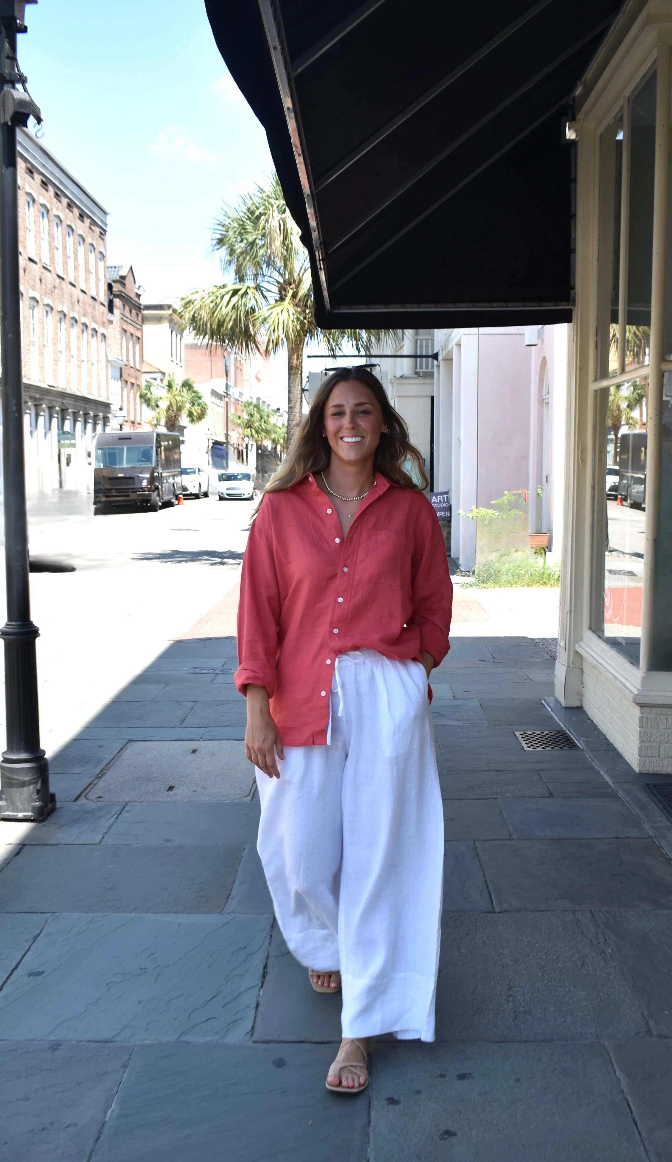 Boyfriend Shirt Nantucket Red Linen