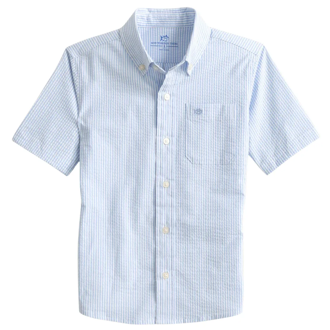 Boys Folly Field Short Sleeve Seersucker Sportshirt