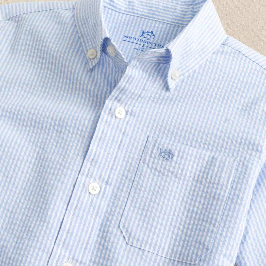 Boys Folly Field Short Sleeve Seersucker Sportshirt