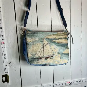 Carla Sailboat Tapestry Design Crossbody Jeans Bag Multicolor  (C807-22)