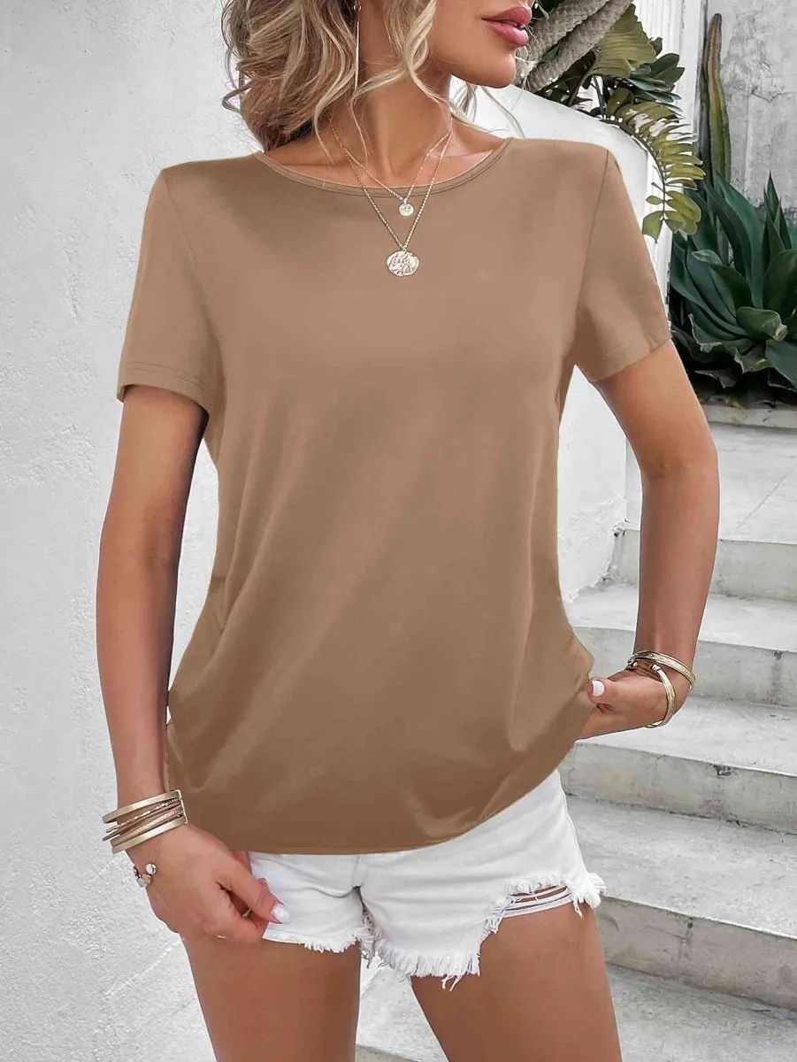 Cheerful Summer Short Sleeve Beaded Blouse