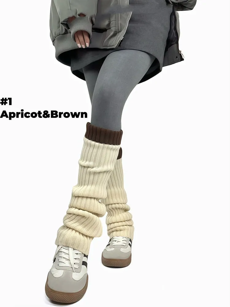 Contrast Trim Knitted Leg Warmers