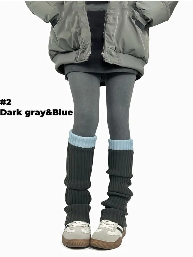 Contrast Trim Knitted Leg Warmers