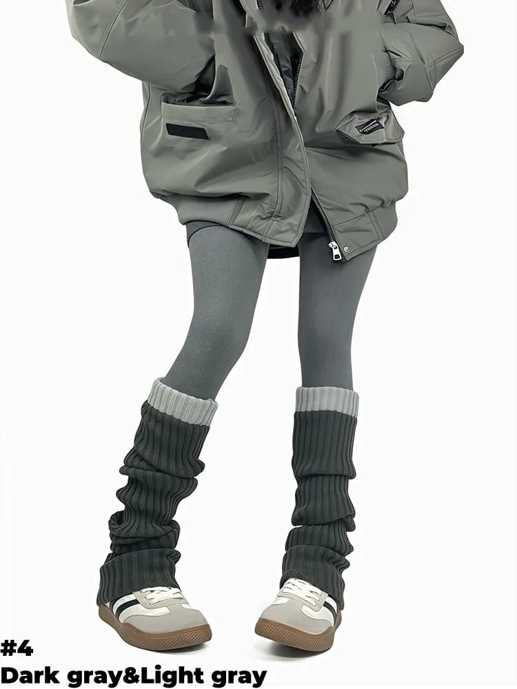 Contrast Trim Knitted Leg Warmers
