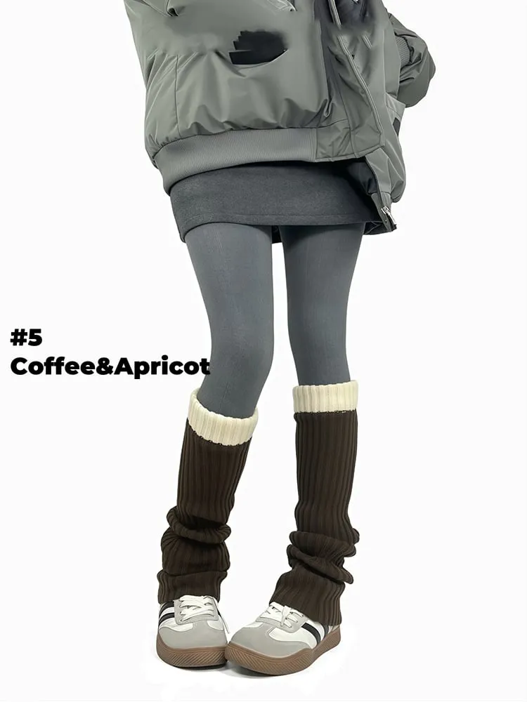 Contrast Trim Knitted Leg Warmers
