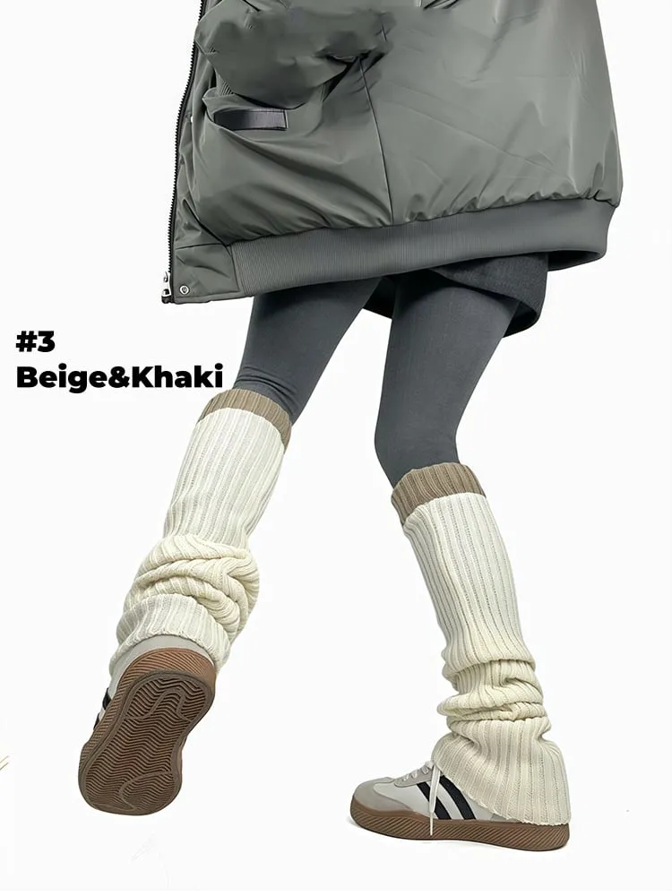 Contrast Trim Knitted Leg Warmers