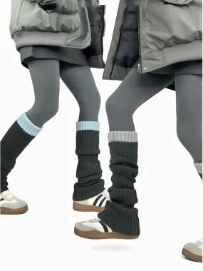 Contrast Trim Knitted Leg Warmers