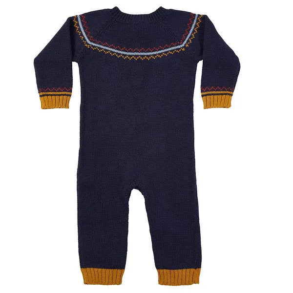 Fairisle Hand Knit Jumpsuit - Navy