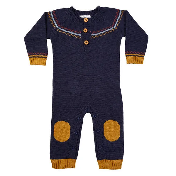 Fairisle Hand Knit Jumpsuit - Navy