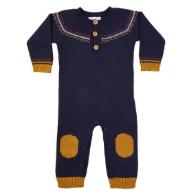 Fairisle Hand Knit Jumpsuit - Navy