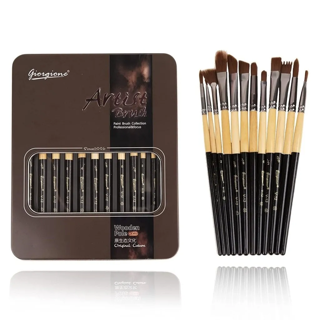 Giorgione Professional Artist Paint Brushes Set Set of 12
