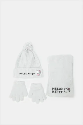 Girls White Hello Kitty Knitted Set (3 Piece)