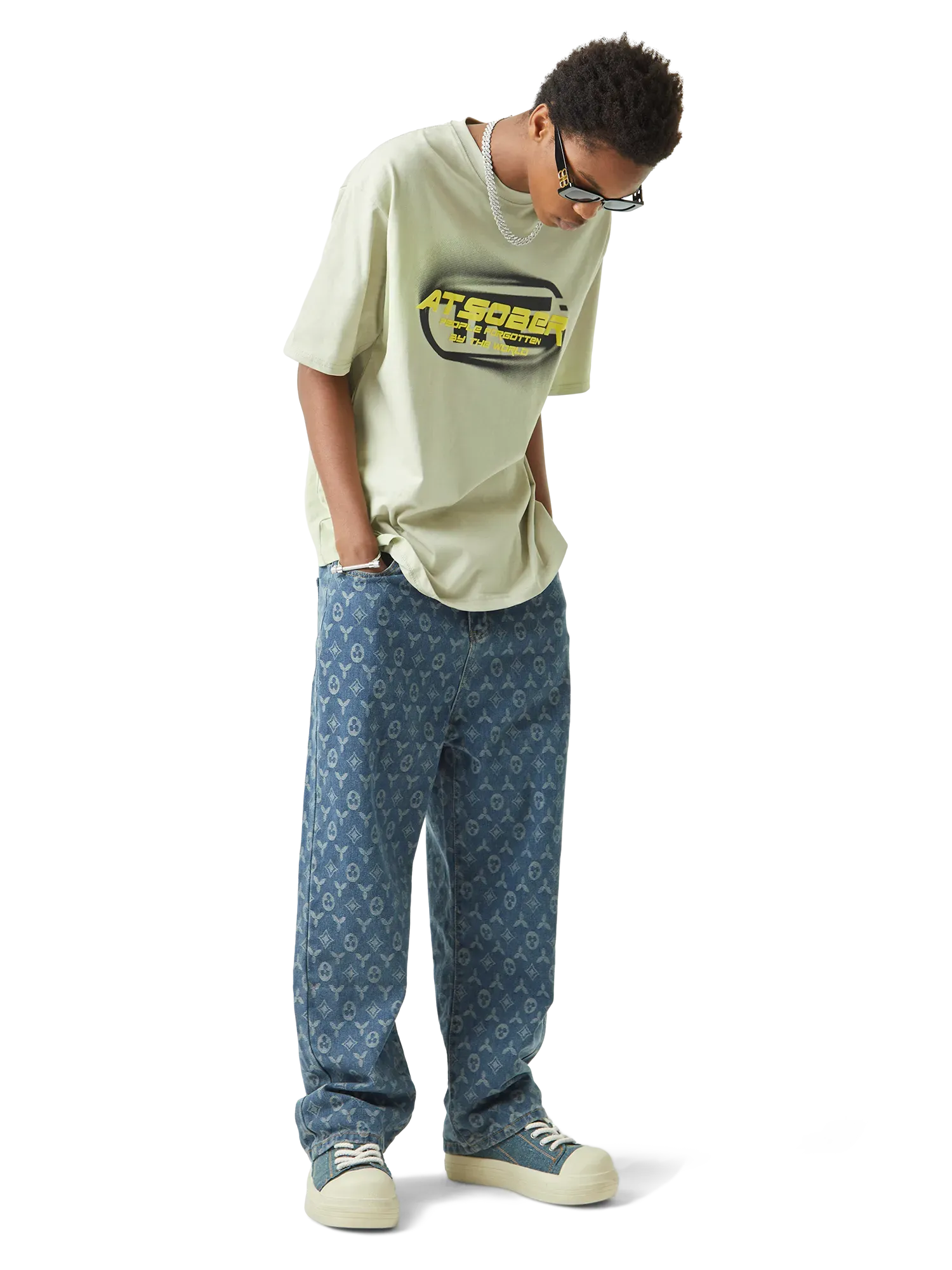 Jacquard Baggy Denim Jeans