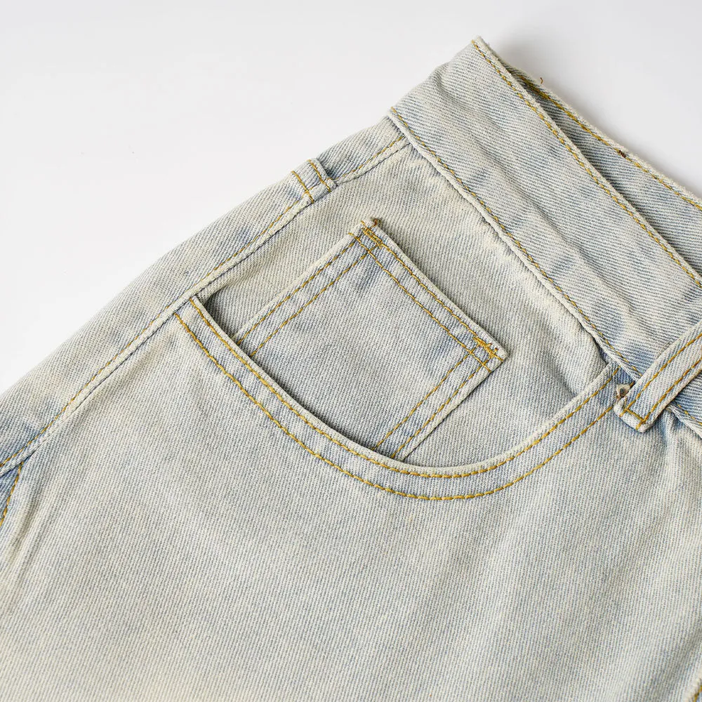 Light Blue Side Strap Flare Denim