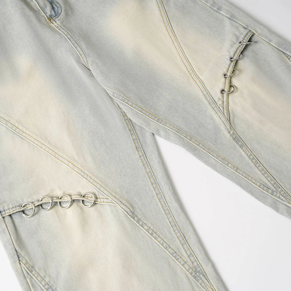 Light Blue Side Strap Flare Denim