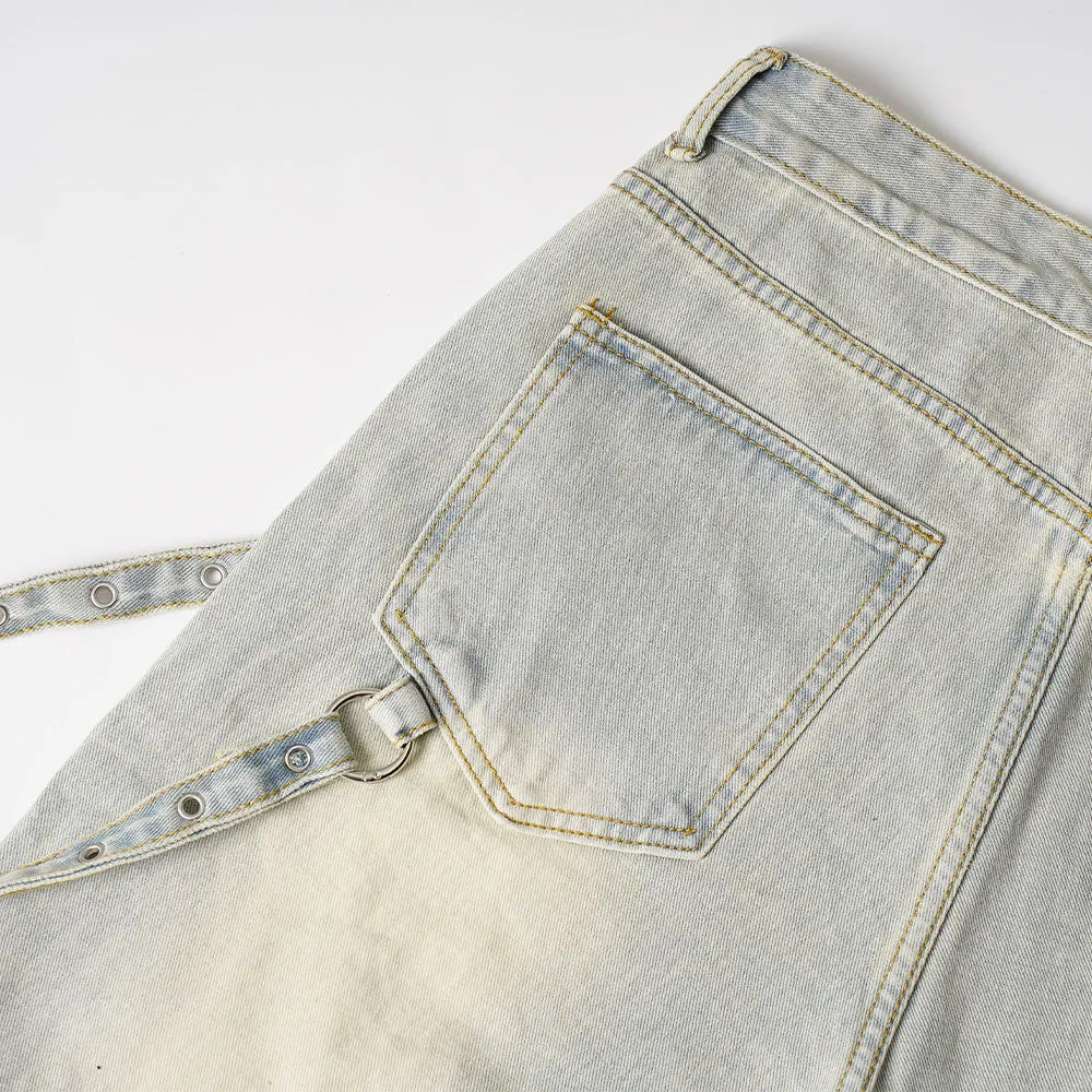 Light Blue Side Strap Flare Denim