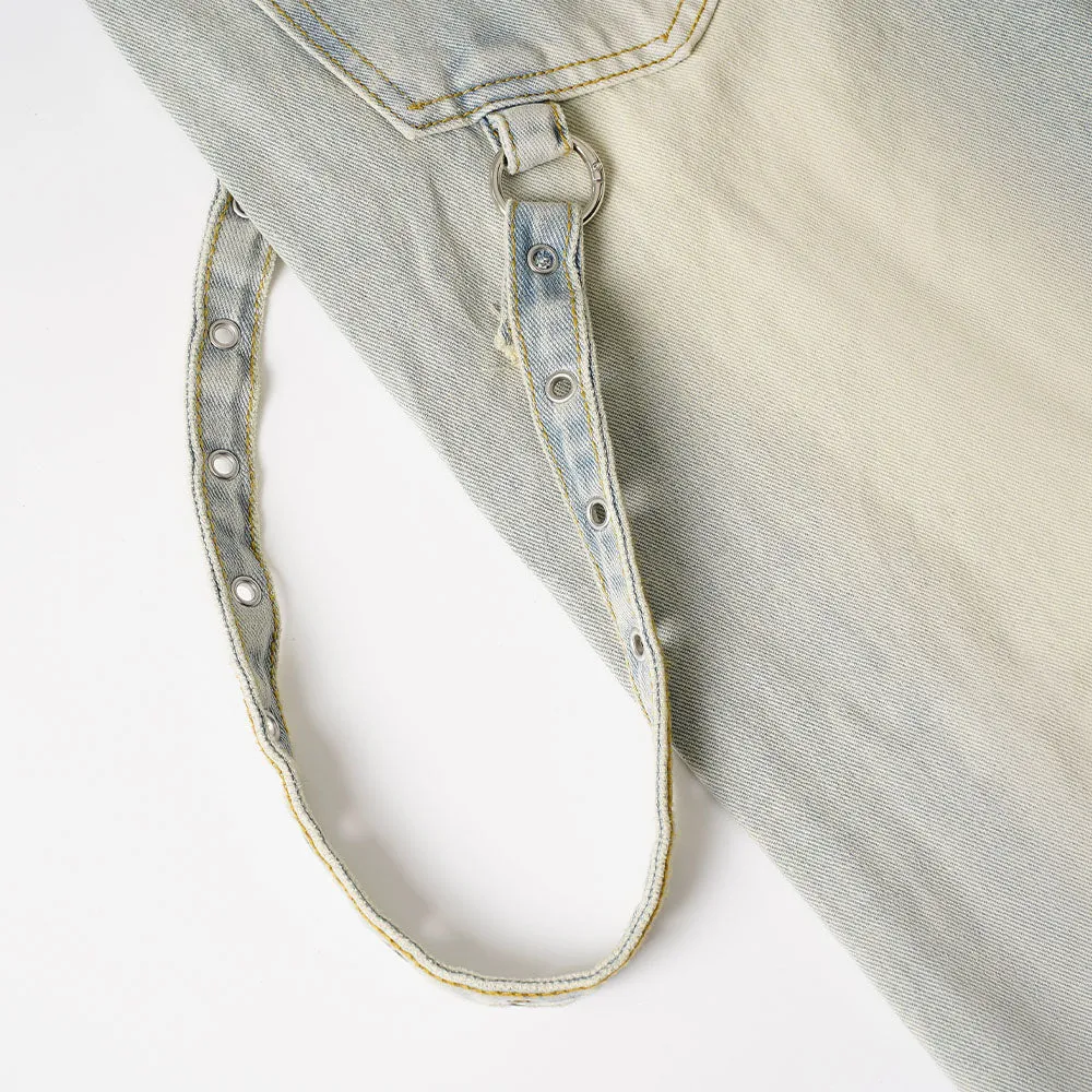Light Blue Side Strap Flare Denim