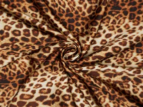 Lightweight  satin  fabric by the yard - Brown and bronze animal  print