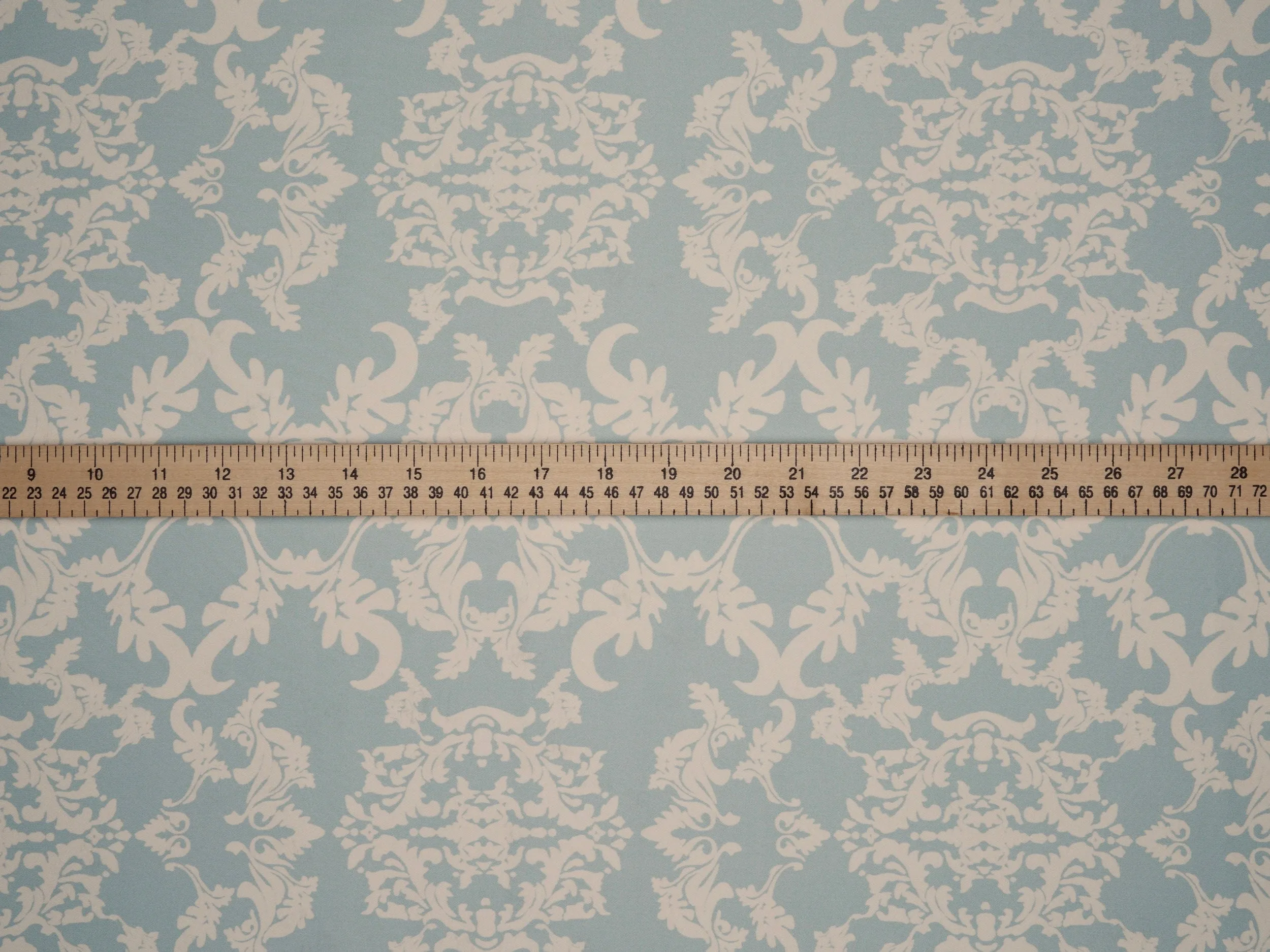 Lightweight  satin  fabric by the yard - Pink and off white damask print