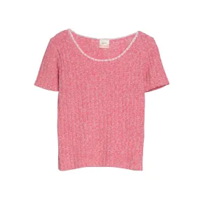 Melange Ribbed Bouclé Jersey Knit Baby T Sweater