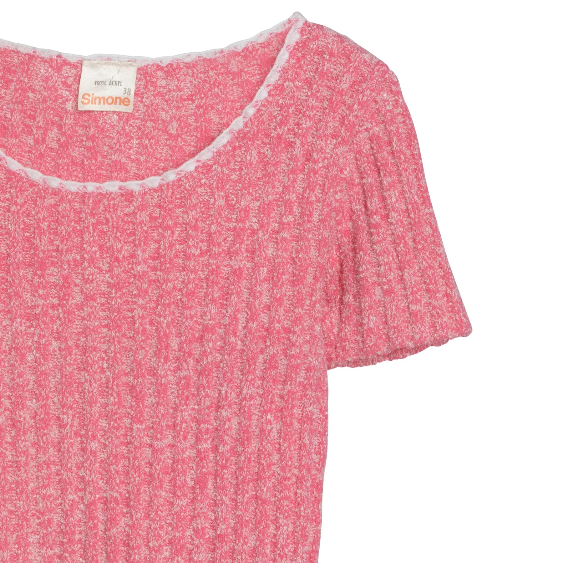 Melange Ribbed Bouclé Jersey Knit Baby T Sweater