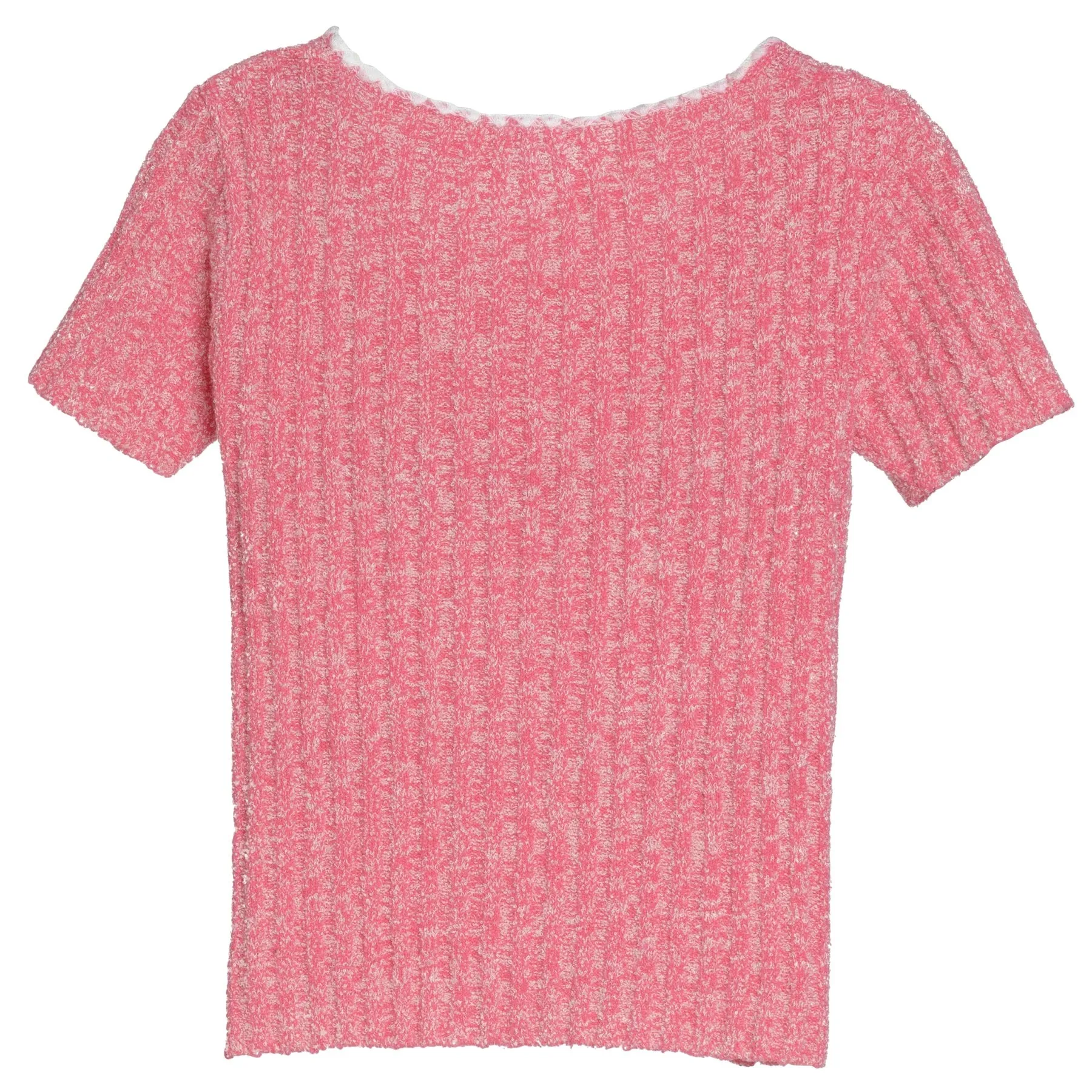 Melange Ribbed Bouclé Jersey Knit Baby T Sweater