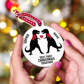 Personalised 'Our First Christmas' Dinosaur Bauble