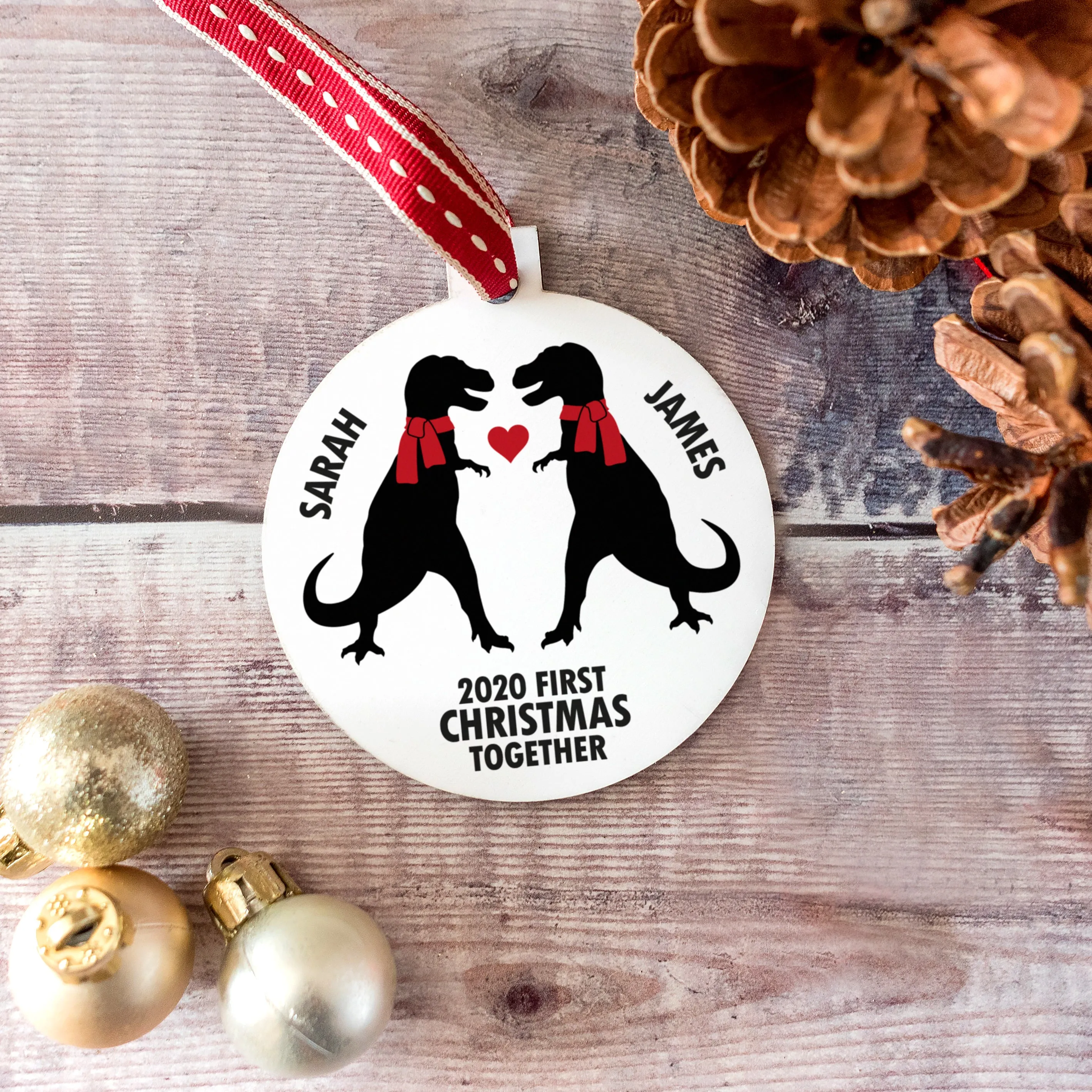 Personalised 'Our First Christmas' Dinosaur Bauble