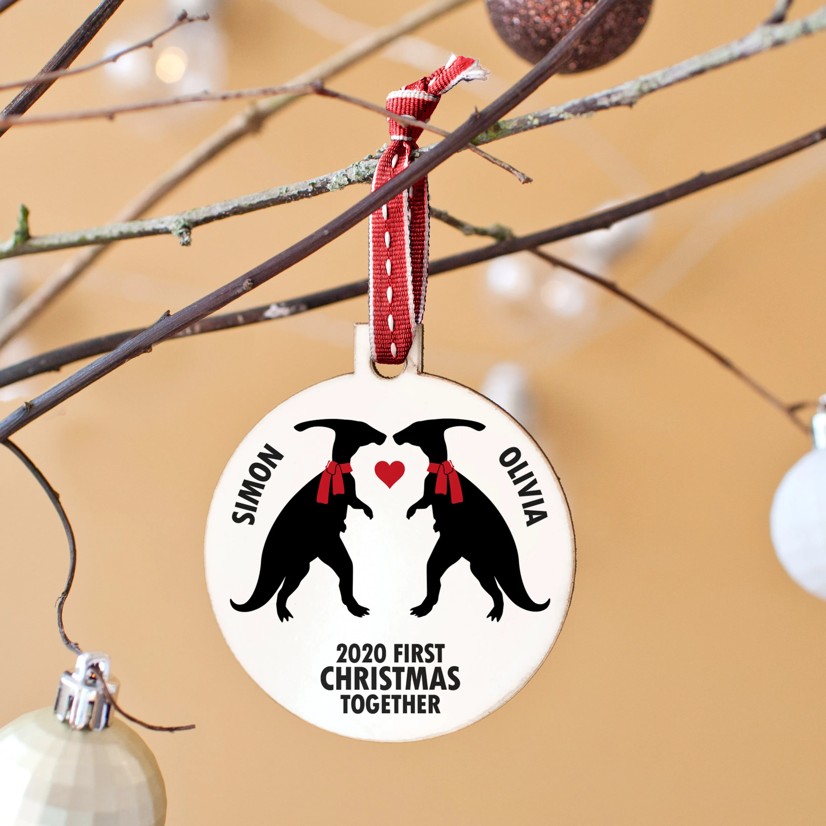Personalised 'Our First Christmas' Dinosaur Bauble