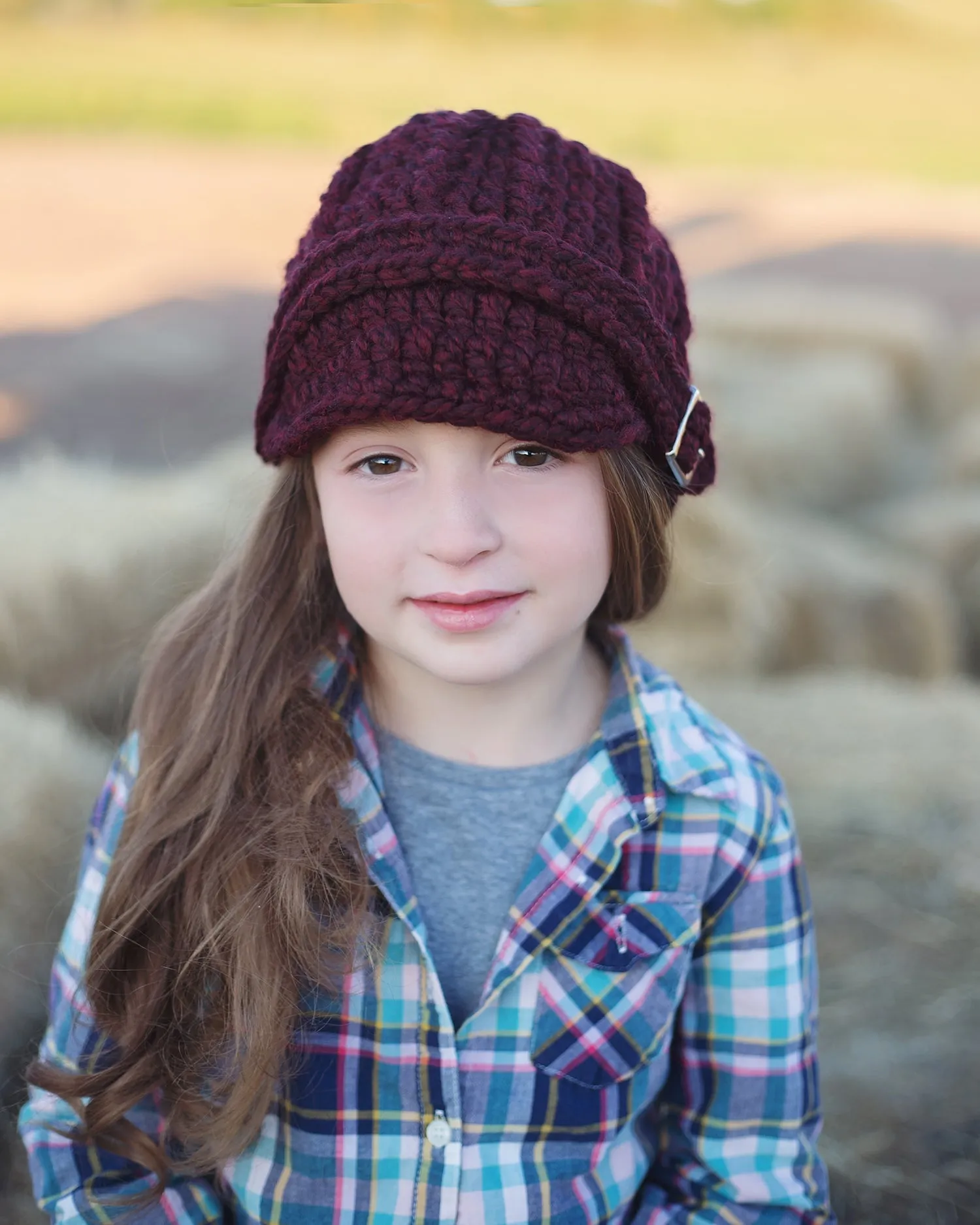 Red wine buckle beanie winter hat
