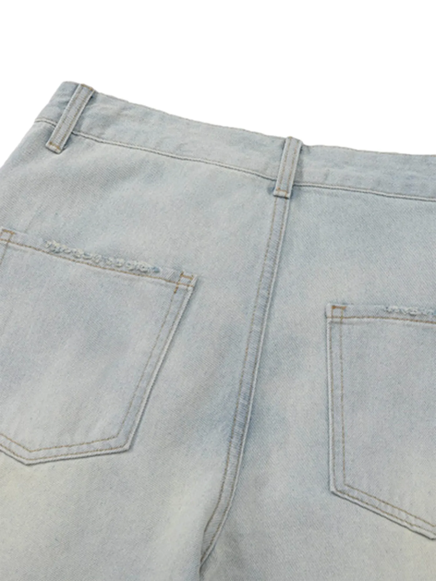 Sneakerhill Vintage Washed Multi-pocket Work Jeans