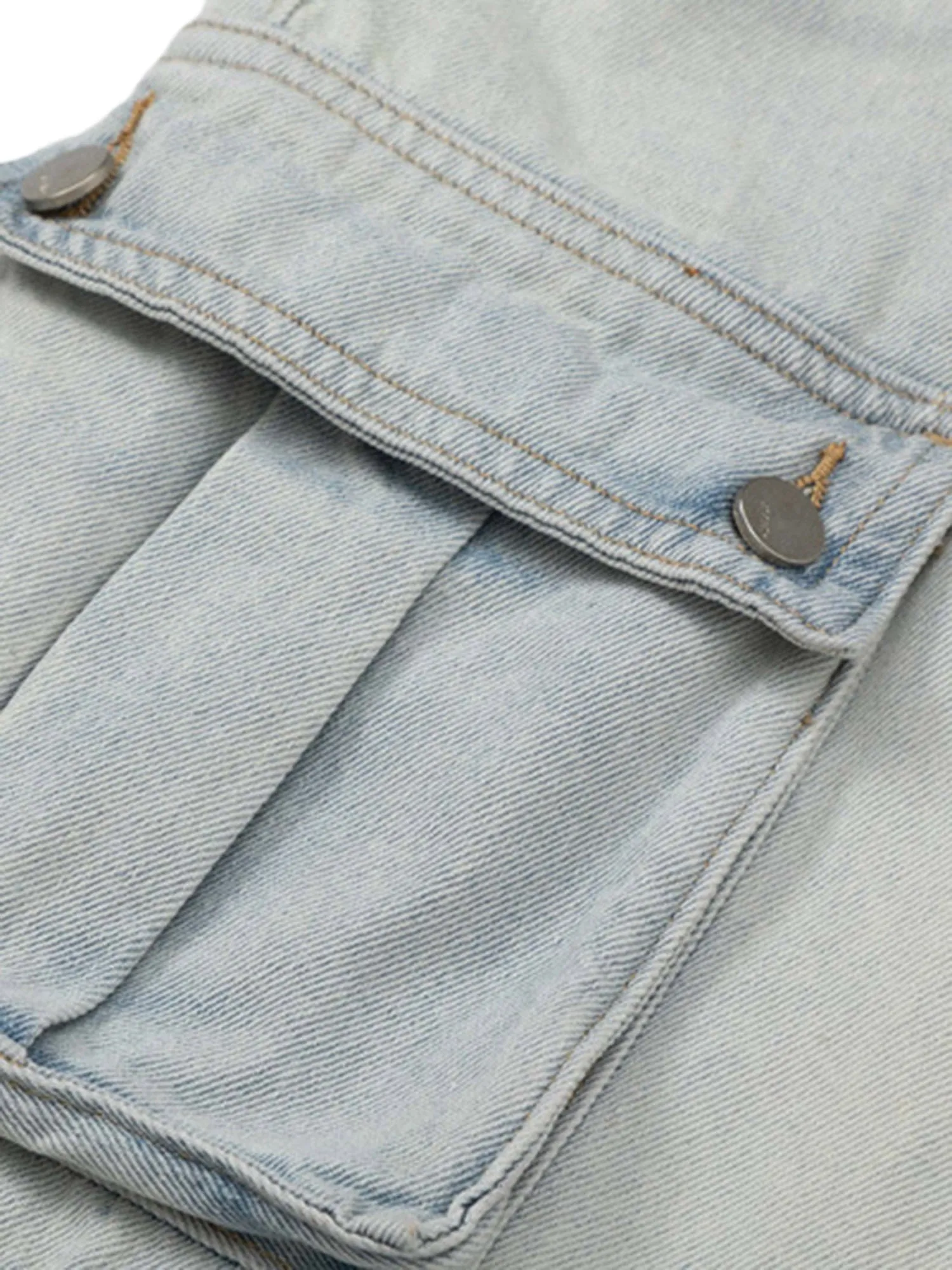 Sneakerhill Vintage Washed Multi-pocket Work Jeans