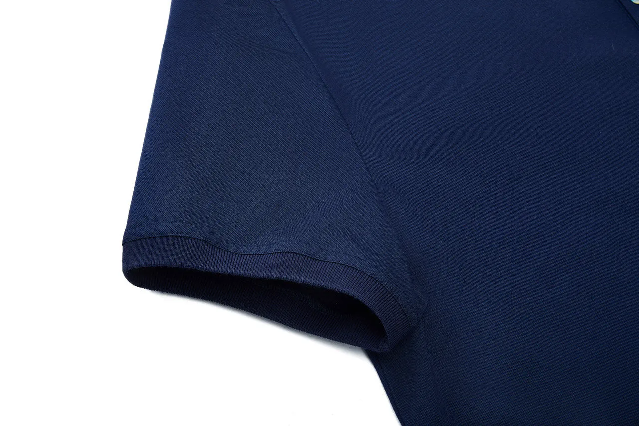 Stand Collar Mercerized Cotton Pique Polo