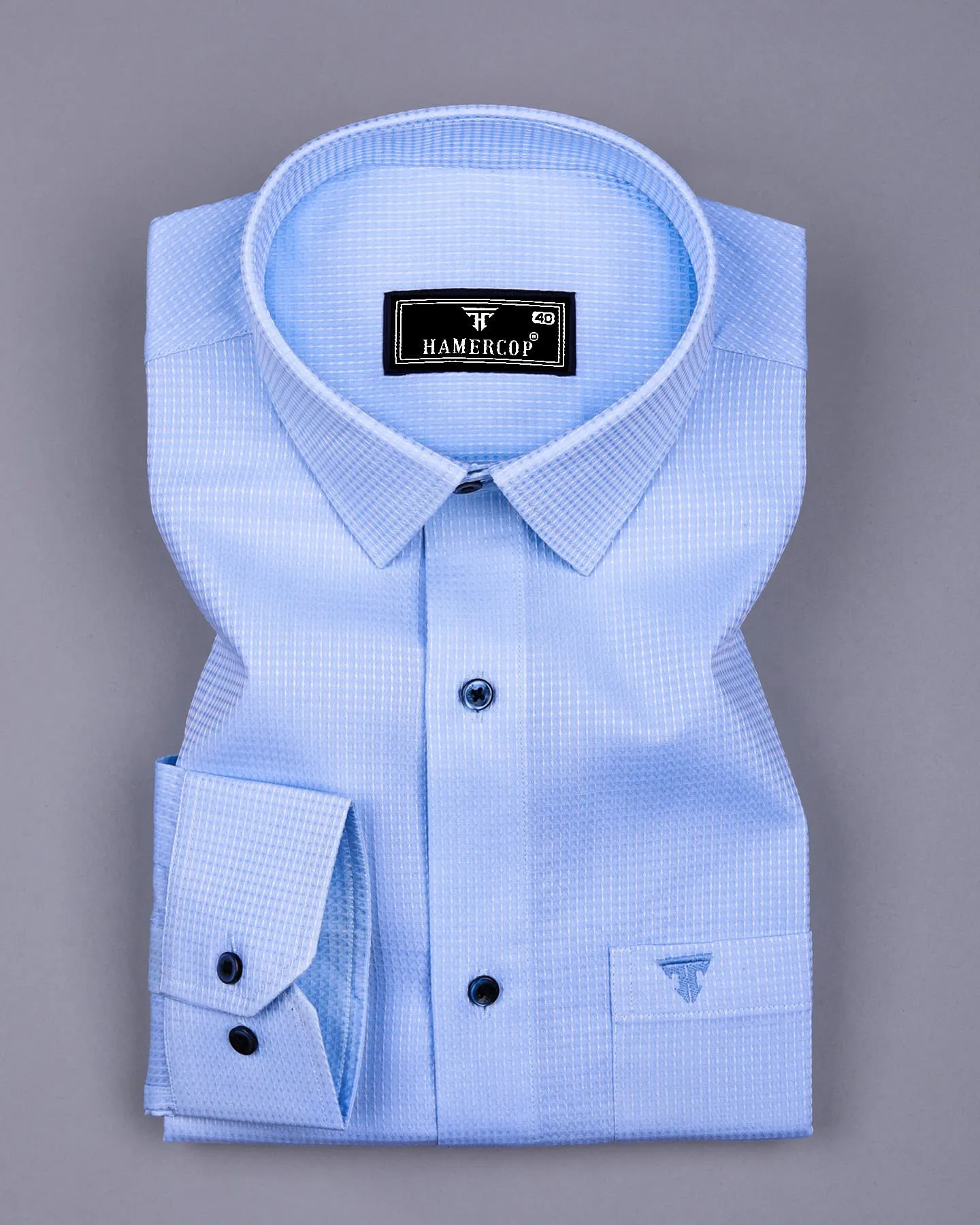 Swifton Blue With White Dobby Formal Cotton Shirt