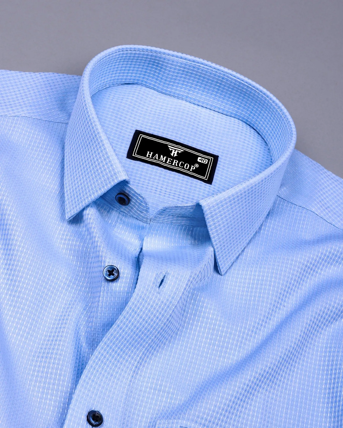 Swifton Blue With White Dobby Formal Cotton Shirt