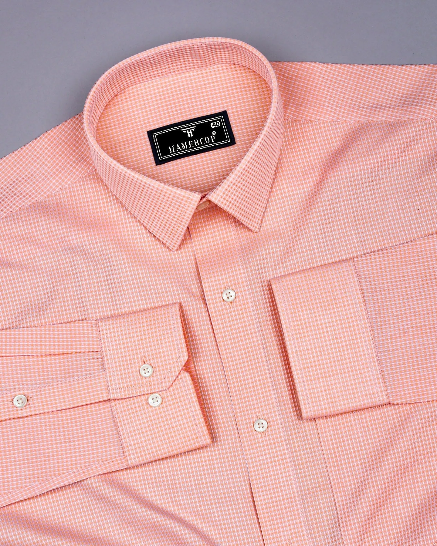 Swifton Orange With White Dobby Formal Cotton Shirt