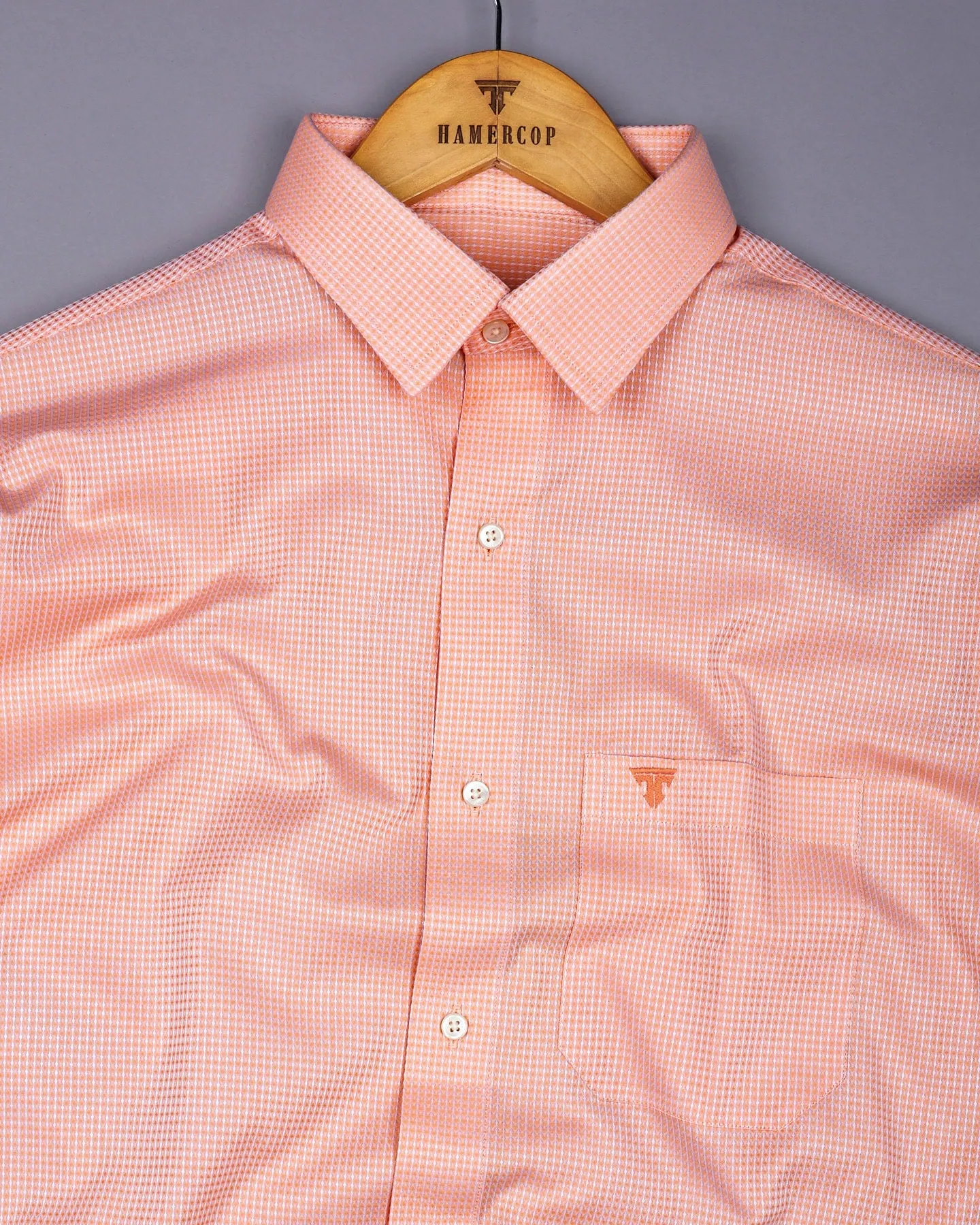 Swifton Orange With White Dobby Formal Cotton Shirt