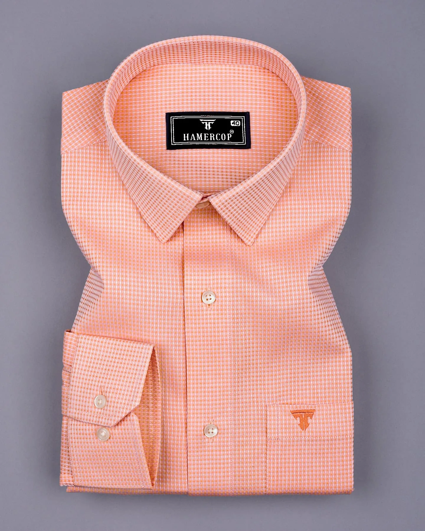Swifton Orange With White Dobby Formal Cotton Shirt