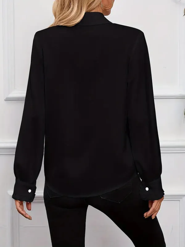 Trendy Ruffle Blouse with Button-Up Closure