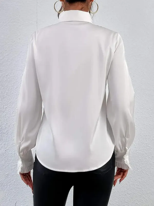 Trendy Ruffle Blouse with Button-Up Closure