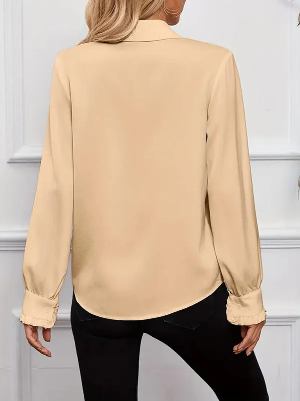 Trendy Ruffle Blouse with Button-Up Closure