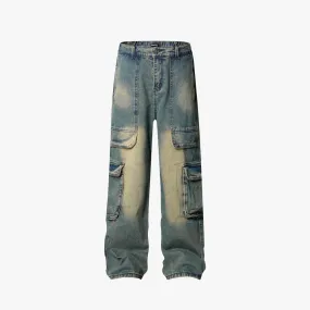 Vintage Washed Blue Cargo Denim