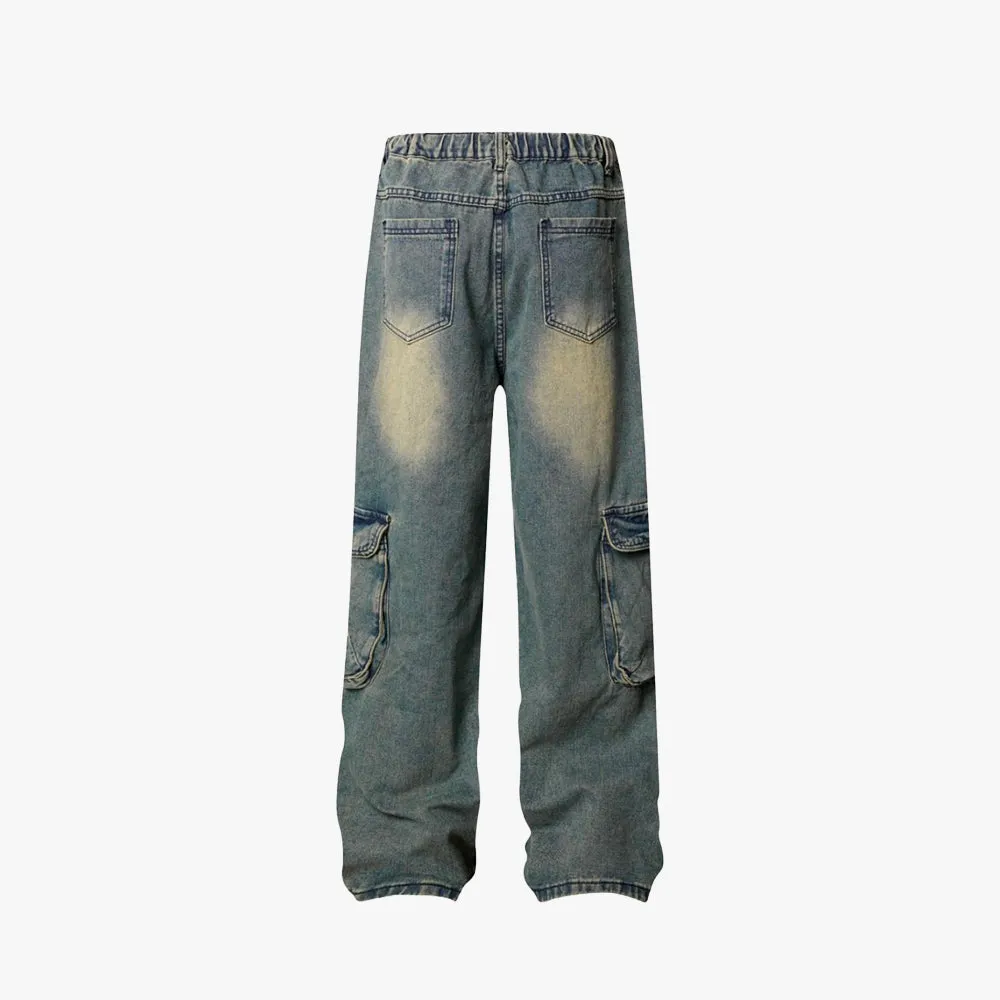 Vintage Washed Blue Cargo Denim
