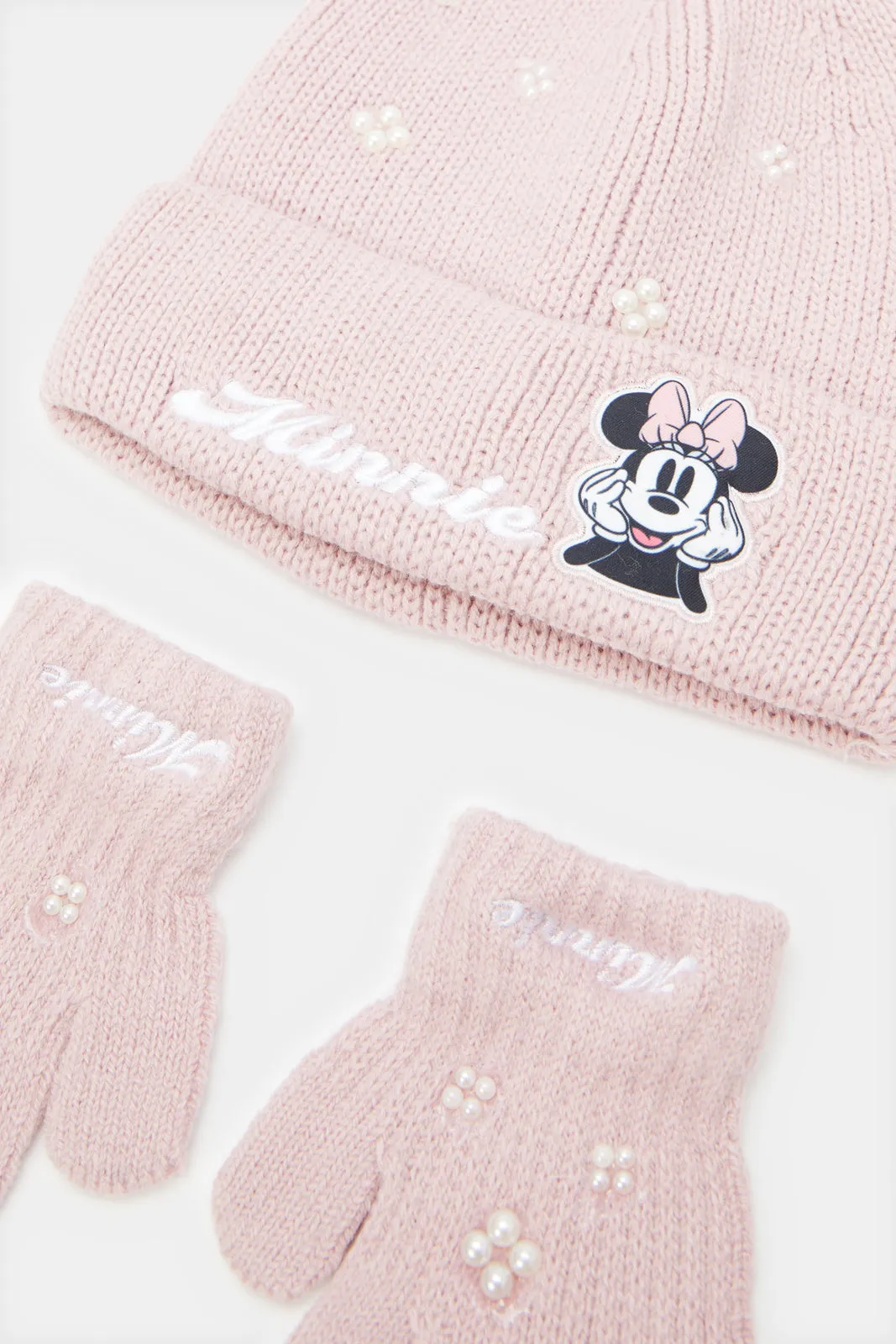 Women Pink Minnie Mouse Knitted Set (3 Piece)