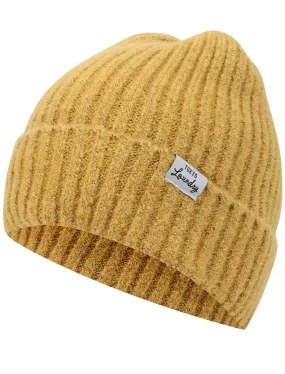 Women's Kai Ribbed Cable Knit Beanie Hat in Mustard - Tokyo Laundry